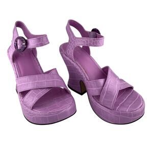 NWOT Circus NY Purple Faux Alligator Print Sandal Heel Size 6.5M